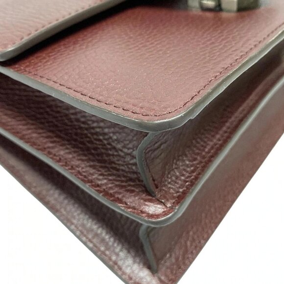 Auth GUCCI Dionysus/Bamboo 523367 Bordeaux Leather Handbag - Picture 3 of 15